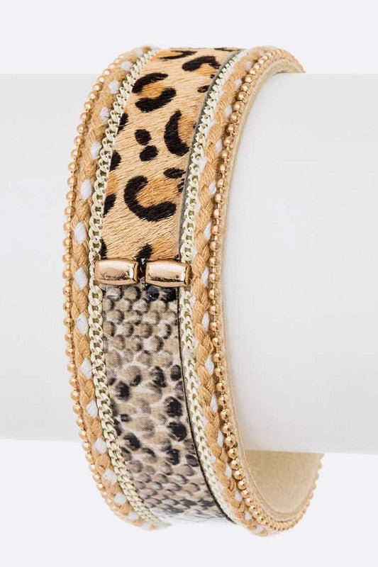 Mix Animal Print Magnetic Leather Cuff - Loving It Shop