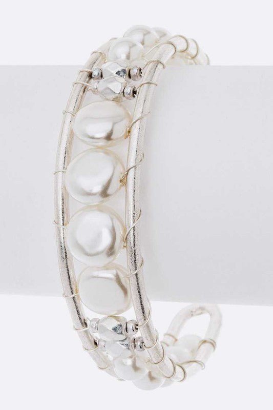 Coin Pearl Wired Open Cuff - Loving It Shop