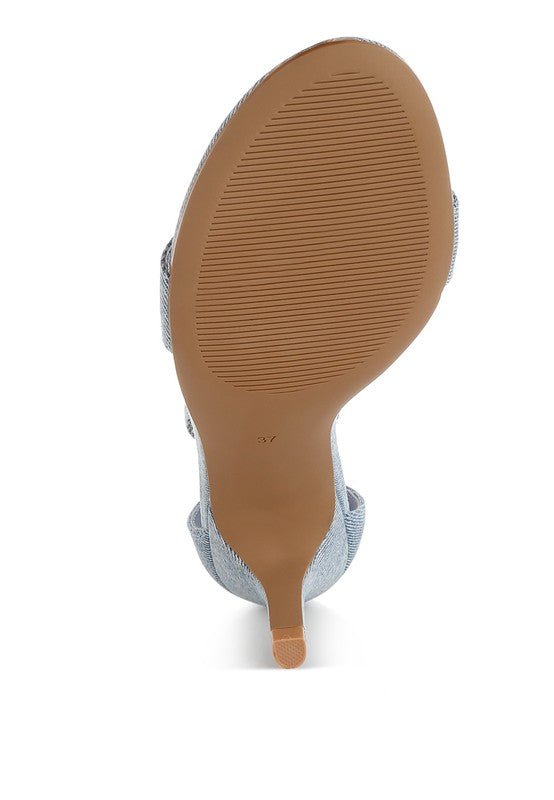 Ozula Denim Kitten Heel Sandals - Loving It Shop