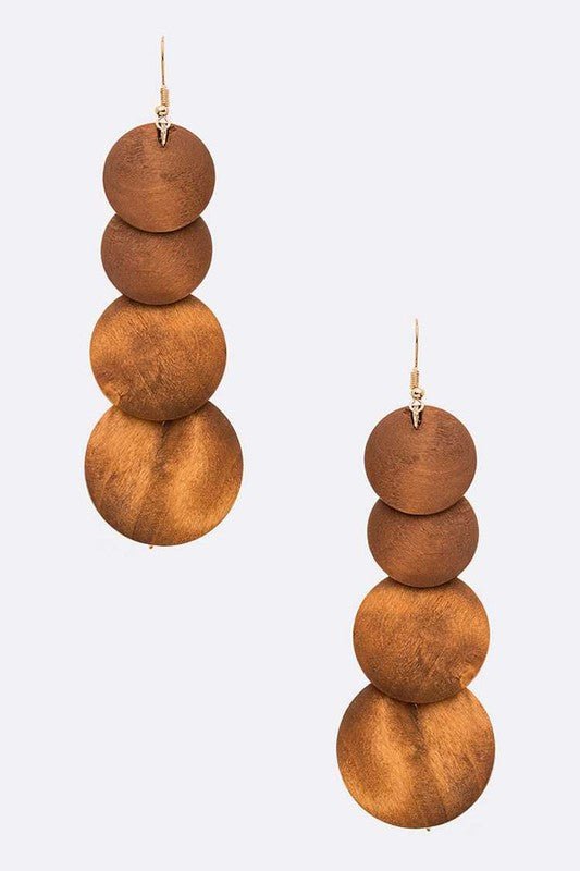 Wooden Circle Drop Earrings - Loving It Shop