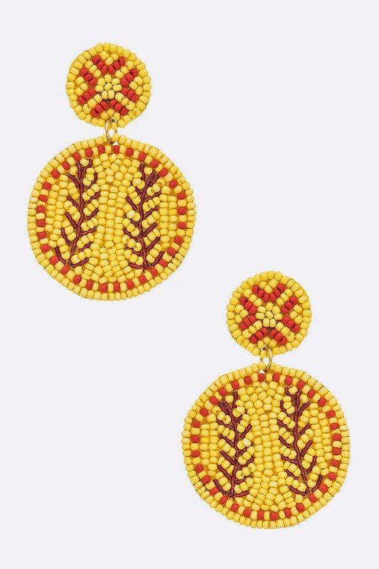 Beaded Softball Iconic Earrings - Loving It Shop