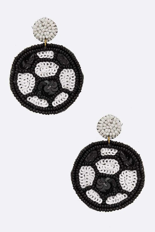 Beaded Soccer Iconic Earrings - Loving It Shop
