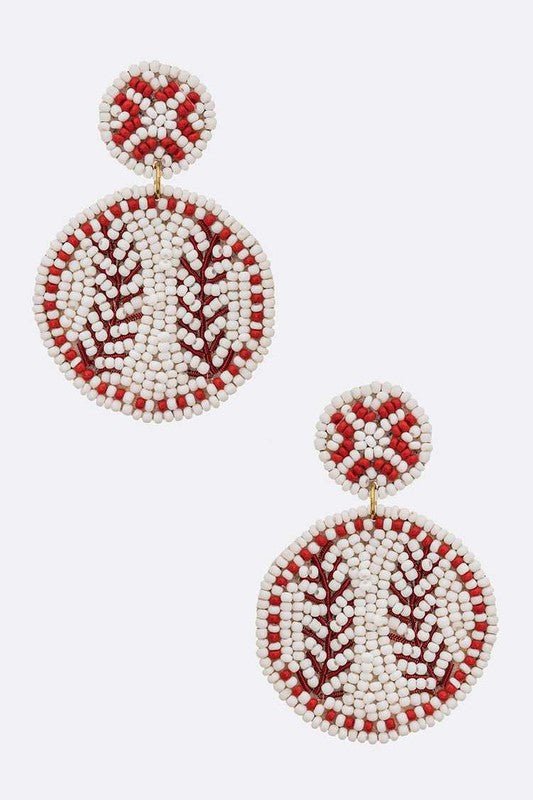Beaded Baseball Iconic Earrings - Loving It Shop