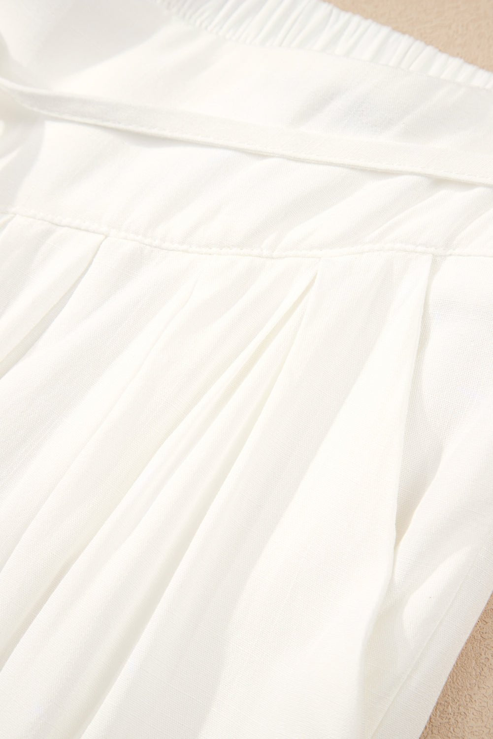 White Solid Drop Waist Pleated Wide Leg Casual Pants - Loving It Shop