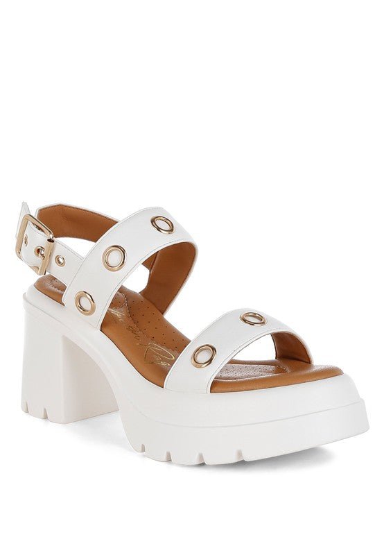 Urla Eyelet Detail Platform Heel Sandals - Loving It Shop