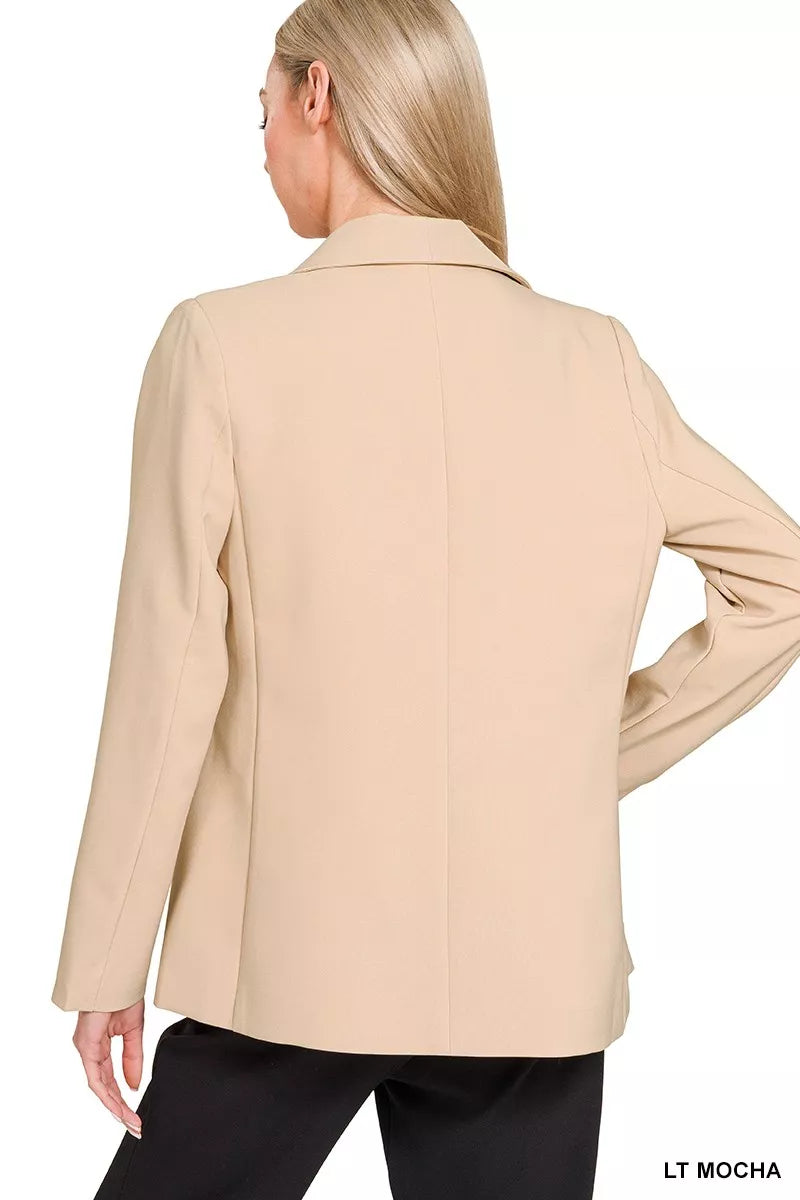 Woven Long Sleeve Blazer With Lining