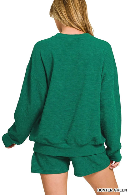 Slub Long Sleeve Top and Shorts Set