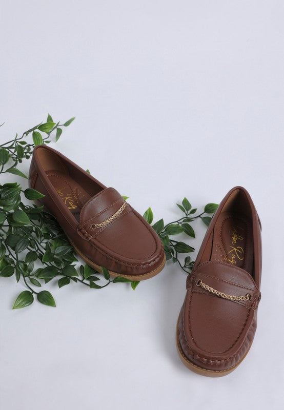Nemunk Metallic Chain Detail Loafers