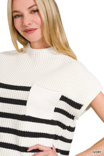 Short Sleeve Stripe Sweater