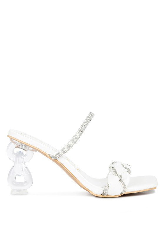 Big Plan Diamante Detail Mid Heel Sandals - Loving It Shop