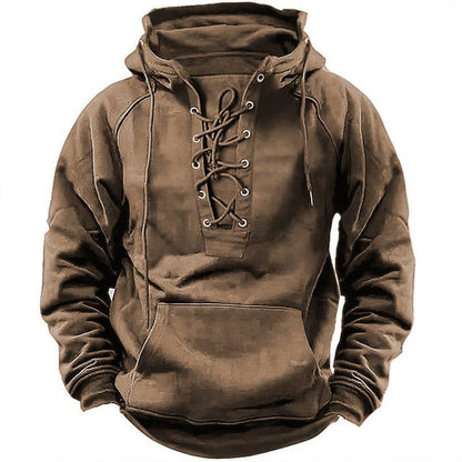 Ins Lace-up Hoodie Casual Sports Pocket Sweatshirt Men&