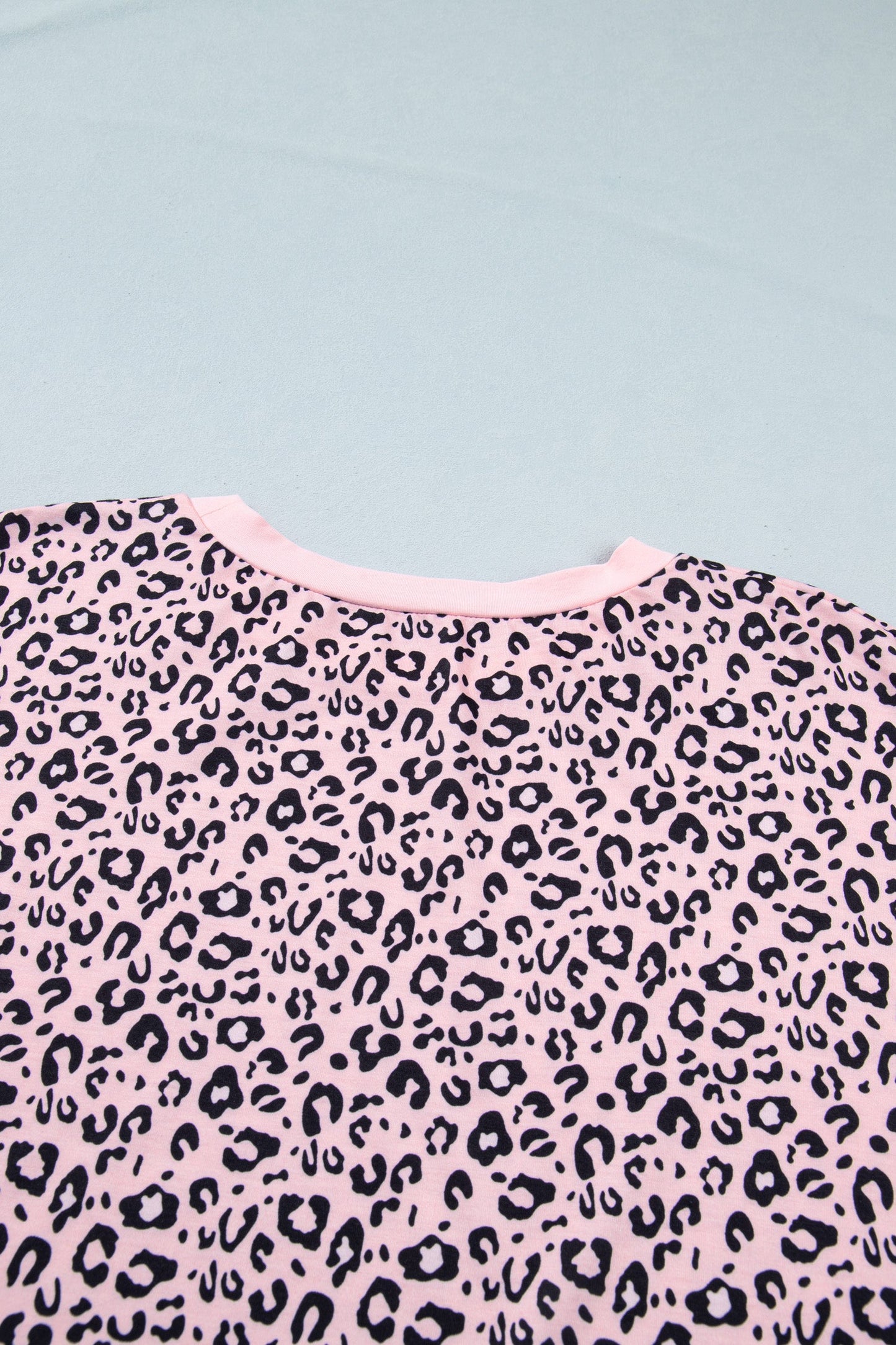 Pink Leopard Striped Contrast Patchwork Plus Size Tee