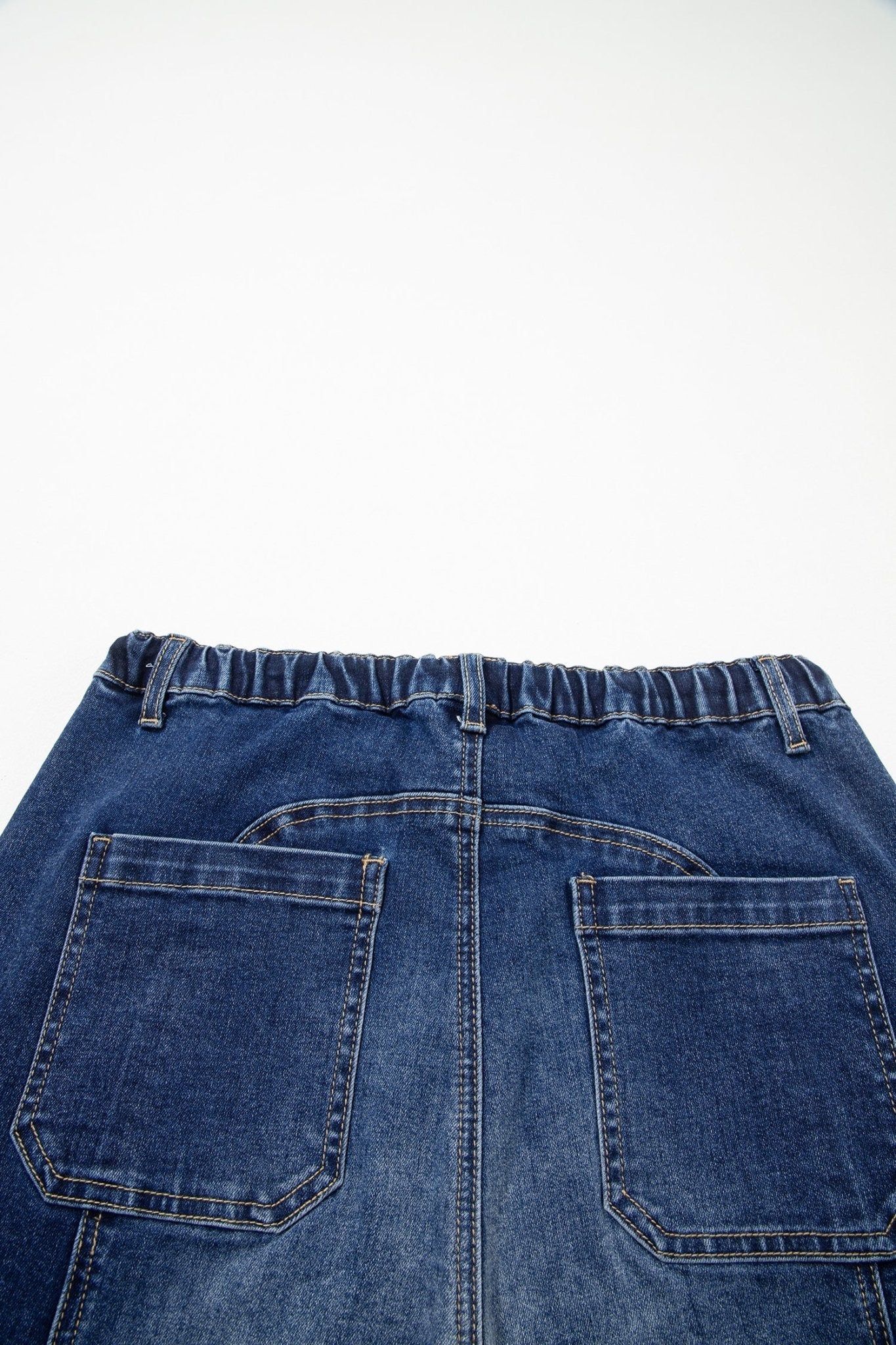 Prussian Blue Drawstring Seam Detail Raw Hem Wide Leg Denim Pants - Loving It Shop