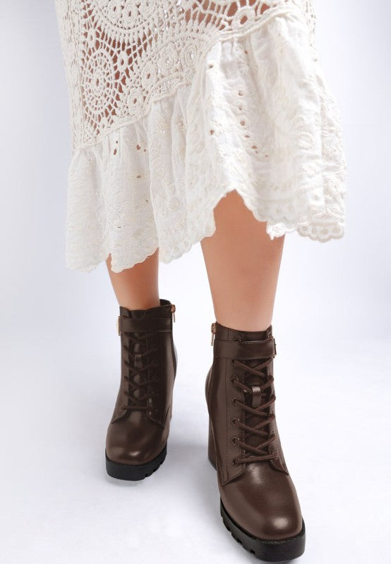 Grahams Faux Leather Lace Up Boots