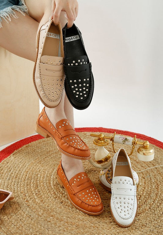 Oglavia Studs Embellished Leather Loafers
