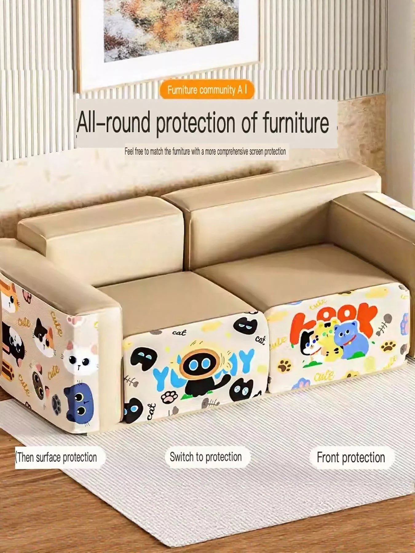 Cartoon Pattern Anti - Scratch Sofa Pet Furniture Protector - Loving It Shop
