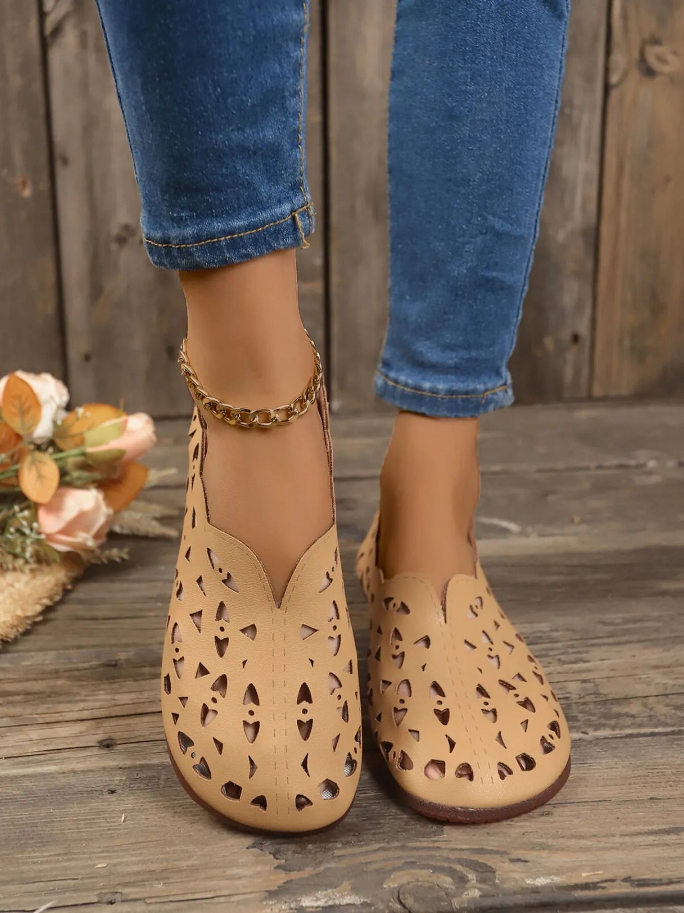 Perforated Leather Slip - On Loafers - Loving It Shop