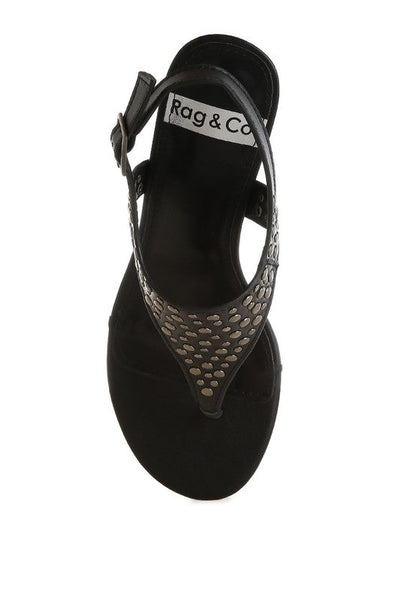 Sappho Studded Thong Toe Wedges