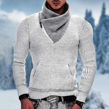 Fashion Pocket High Neck Slim Fit Sweater Knit Coat