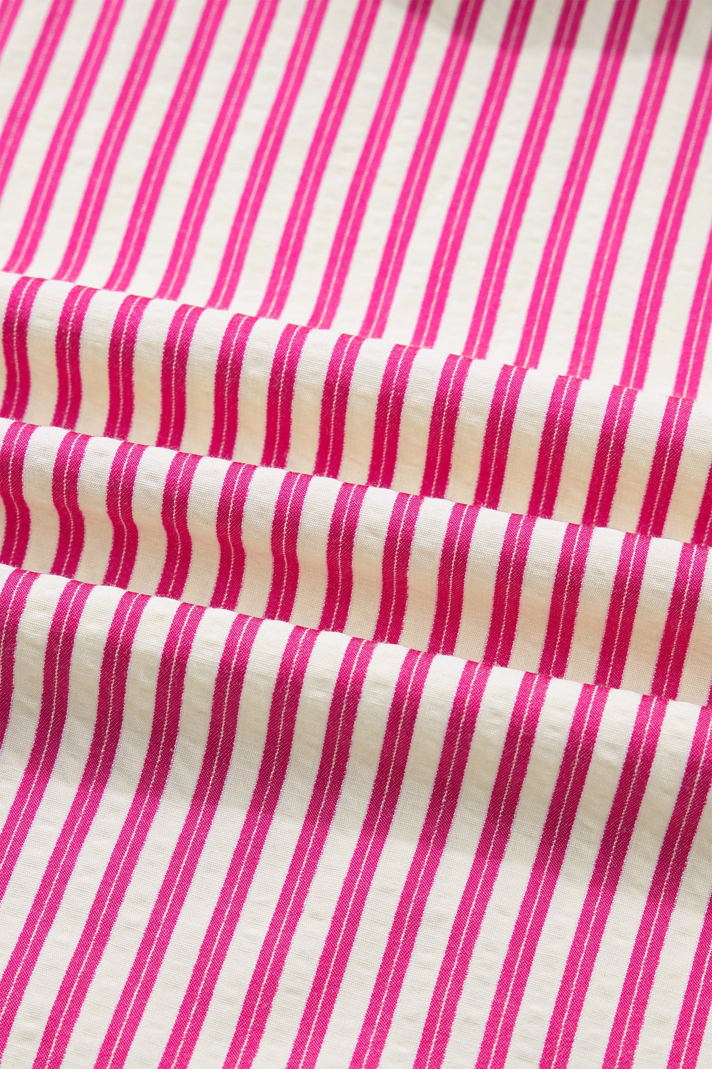 Rose Stripe Shirred Yoke Ruffled Short Sleeve Blouse