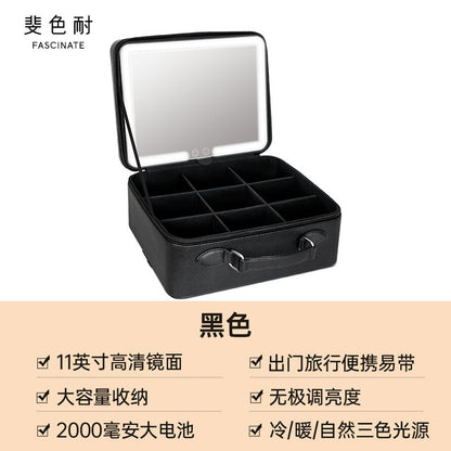Portable LED Makeup Mirror with Storage for Girls