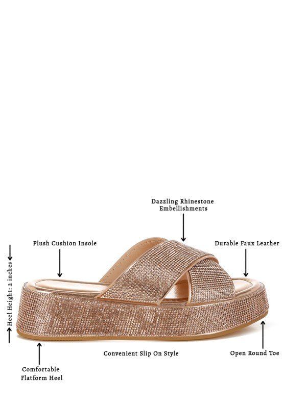 Adena Rhinestone Embellished Flatforms - Loving It Shop