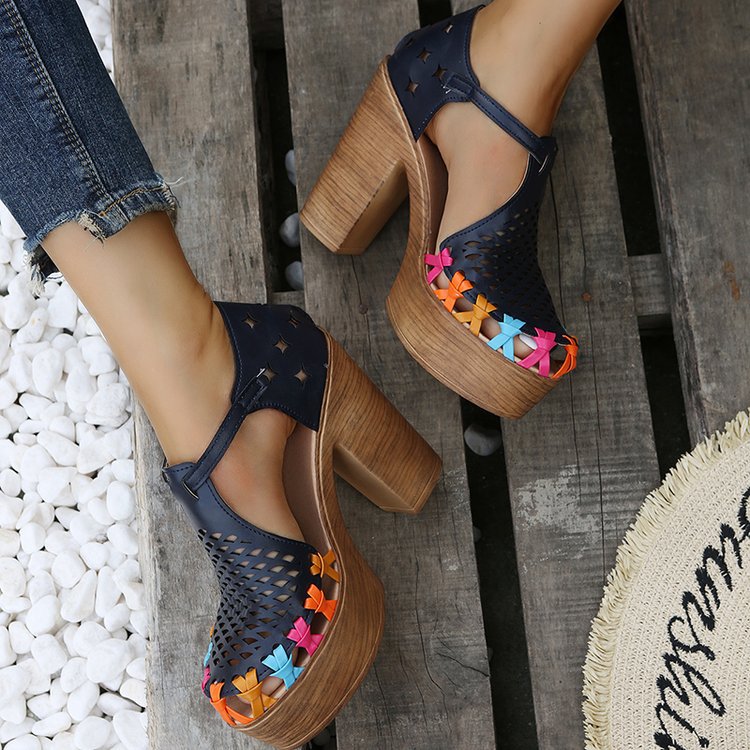 Printed Ethnic Style High-heeled Women&