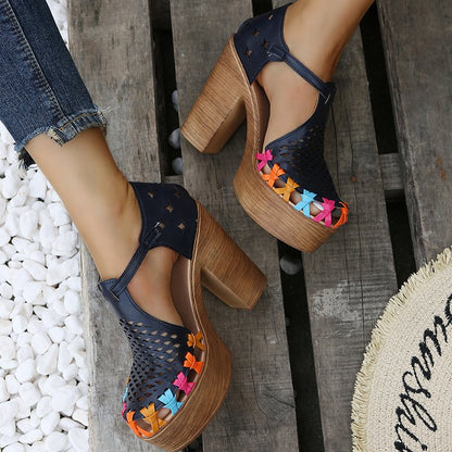 Printed Ethnic Style High-heeled Women&