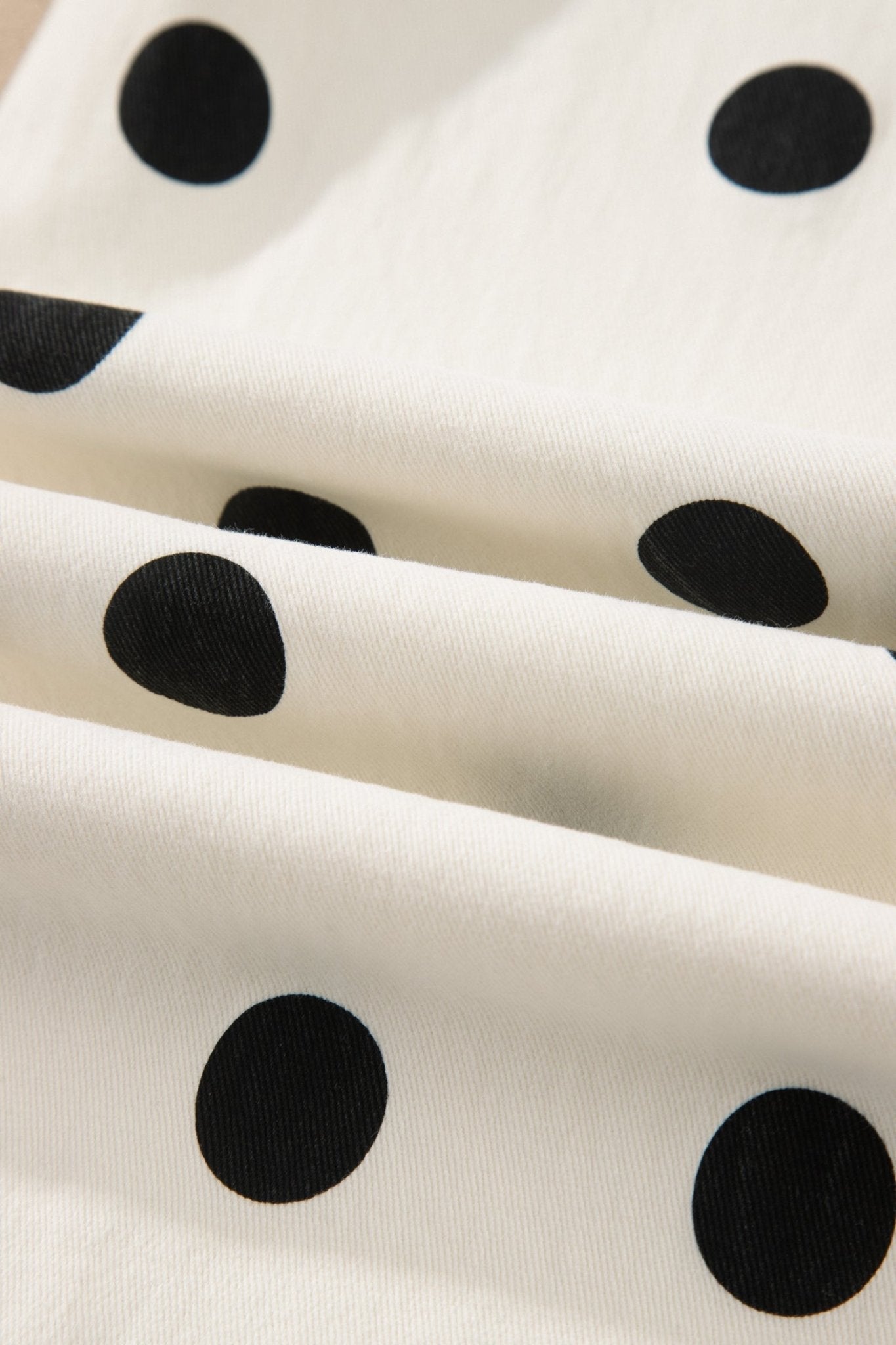 White Polka Dot Print Wide Leg Ankle - Length Jeans - Loving It Shop