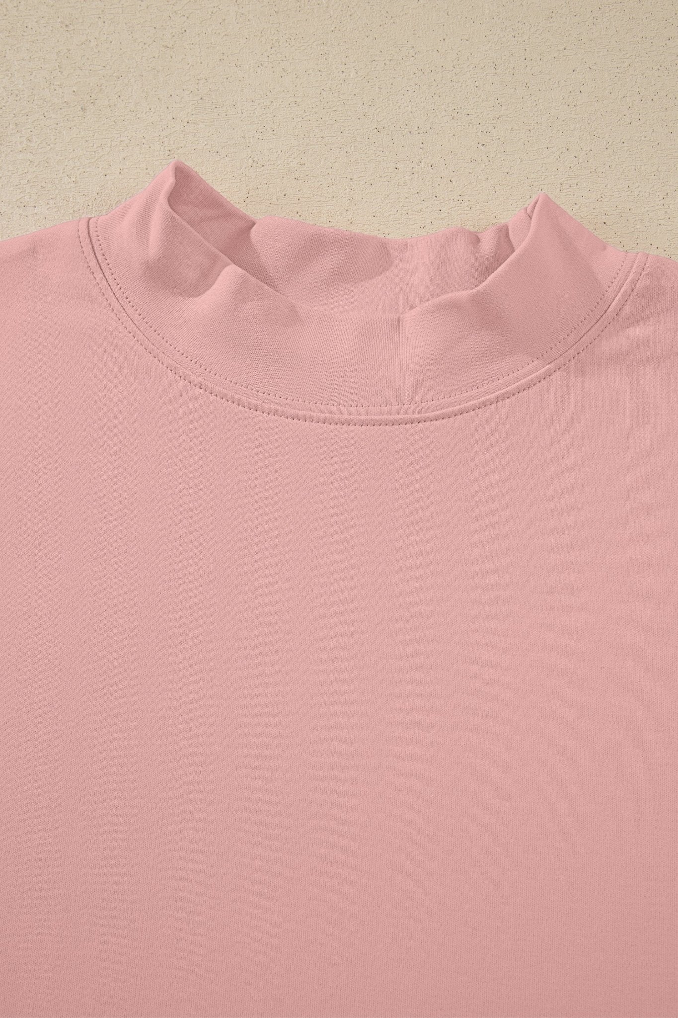 Pink Solid Color High Neck Oversize Tee - Loving It Shop