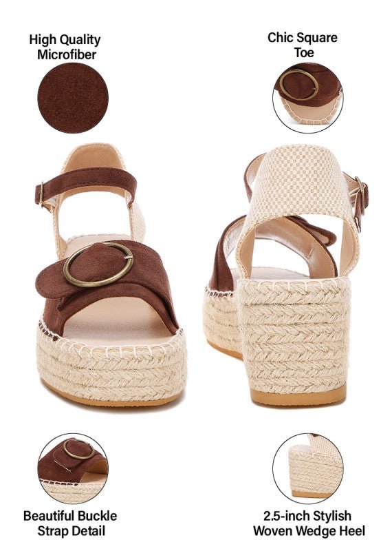 Amilta Buckle Detail Espadrille Wedges - Loving It Shop