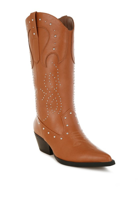 Dockery Studs Embellished Cowboy Boots