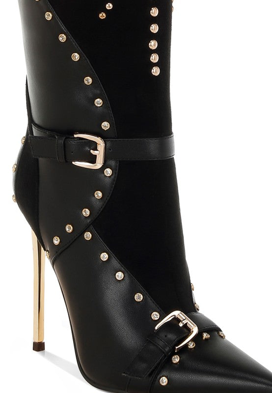 Medira Pointed Toe Embellished Stiletto Boots