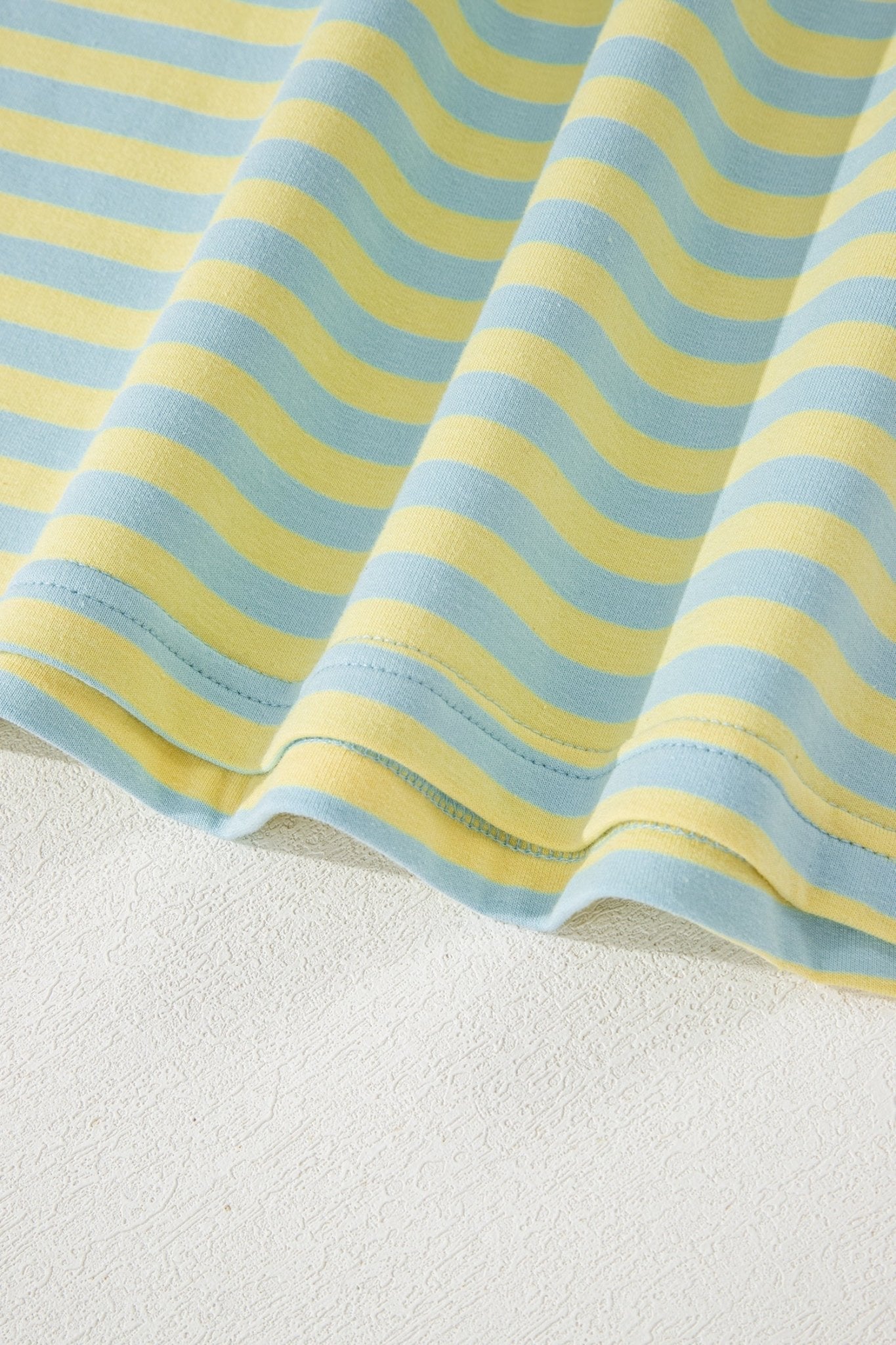 Yellow Stripe Drop Shoulder Boxy Casual Terry Short Set - Loving It Shop