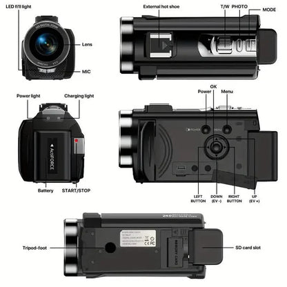 16x Zoom 1080P HD Digital Camera Bundle with 2 Batteries, 32G TF Card, Mic, Hood &amp; Bag
