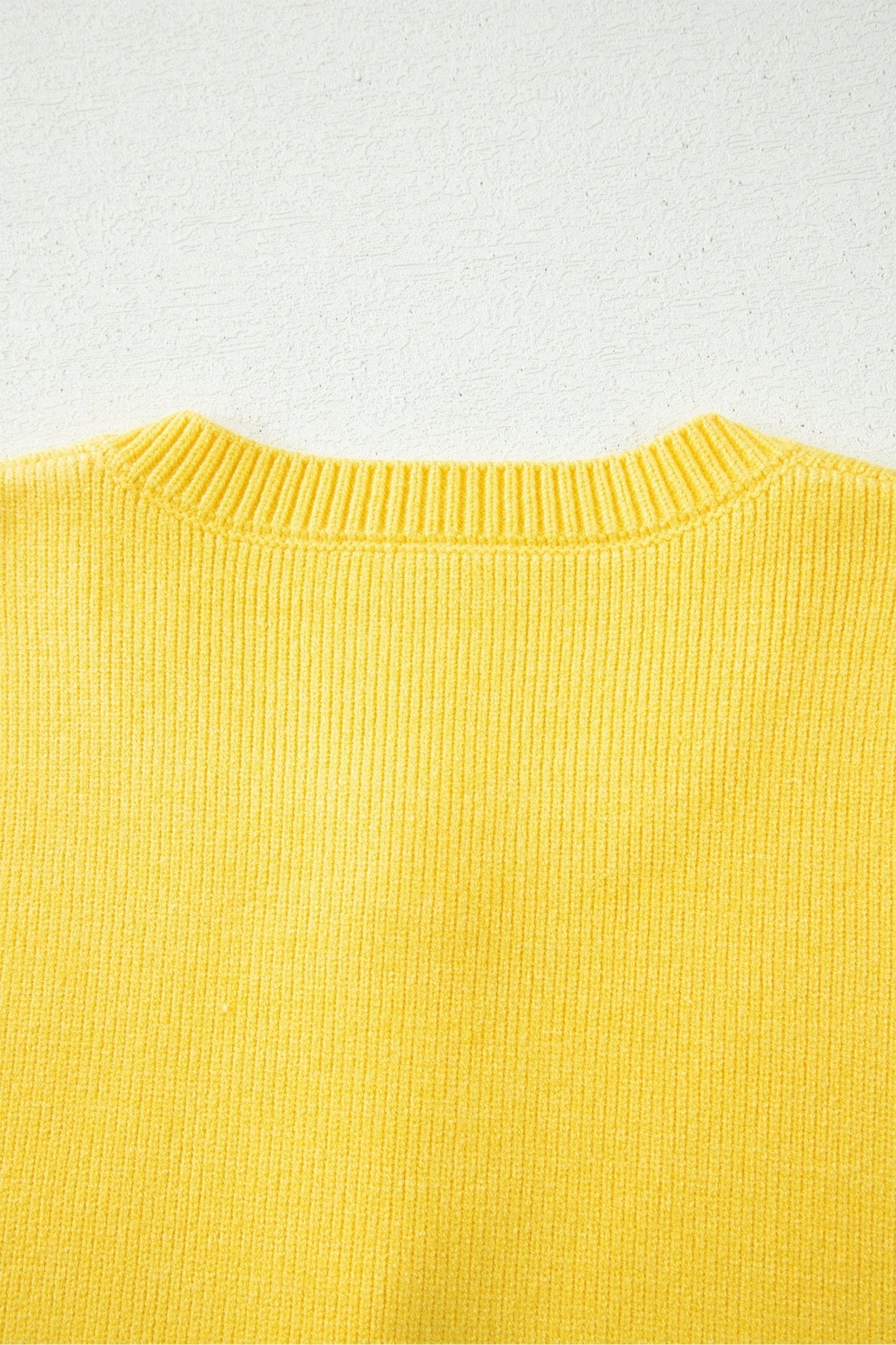 Yellow Cream Solid Color Sleeveless Knit Button Pocketed Sweater - Loving It Shop
