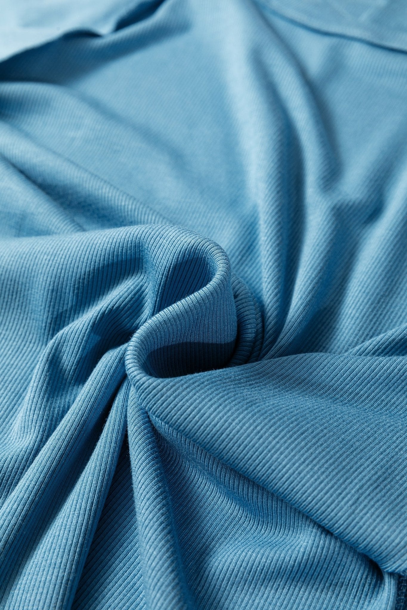 Peacock Blue Crew Neck Cap Sleeve Ribbed T Shirt - Loving It Shop