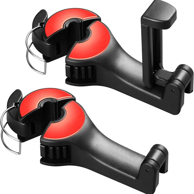 2-Pack: 2-in-1 Car Seat Hooks for Purses and Bags with Phone Holder