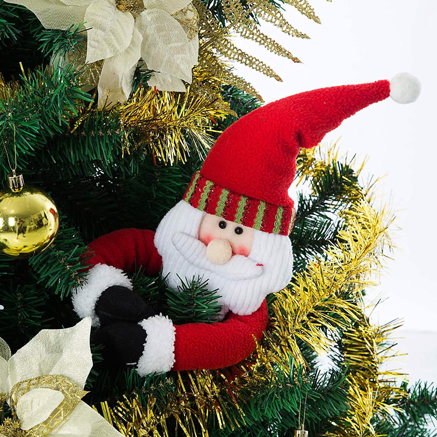 2-Pack: Christmas Curtain Buckle Doll Santa &amp; Snowman