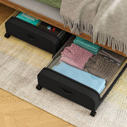 Under-Bed Storage Drawer with Wheels Multipurpose with Clear Window &amp; Label