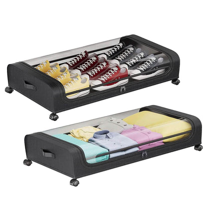 Under-Bed Storage Drawer with Wheels Multipurpose with Clear Window &amp; Label