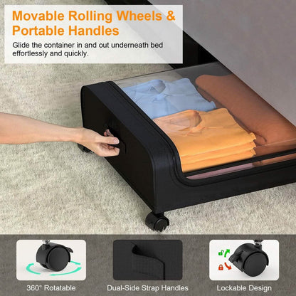 Under-Bed Storage Drawer with Wheels Multipurpose with Clear Window &amp; Label