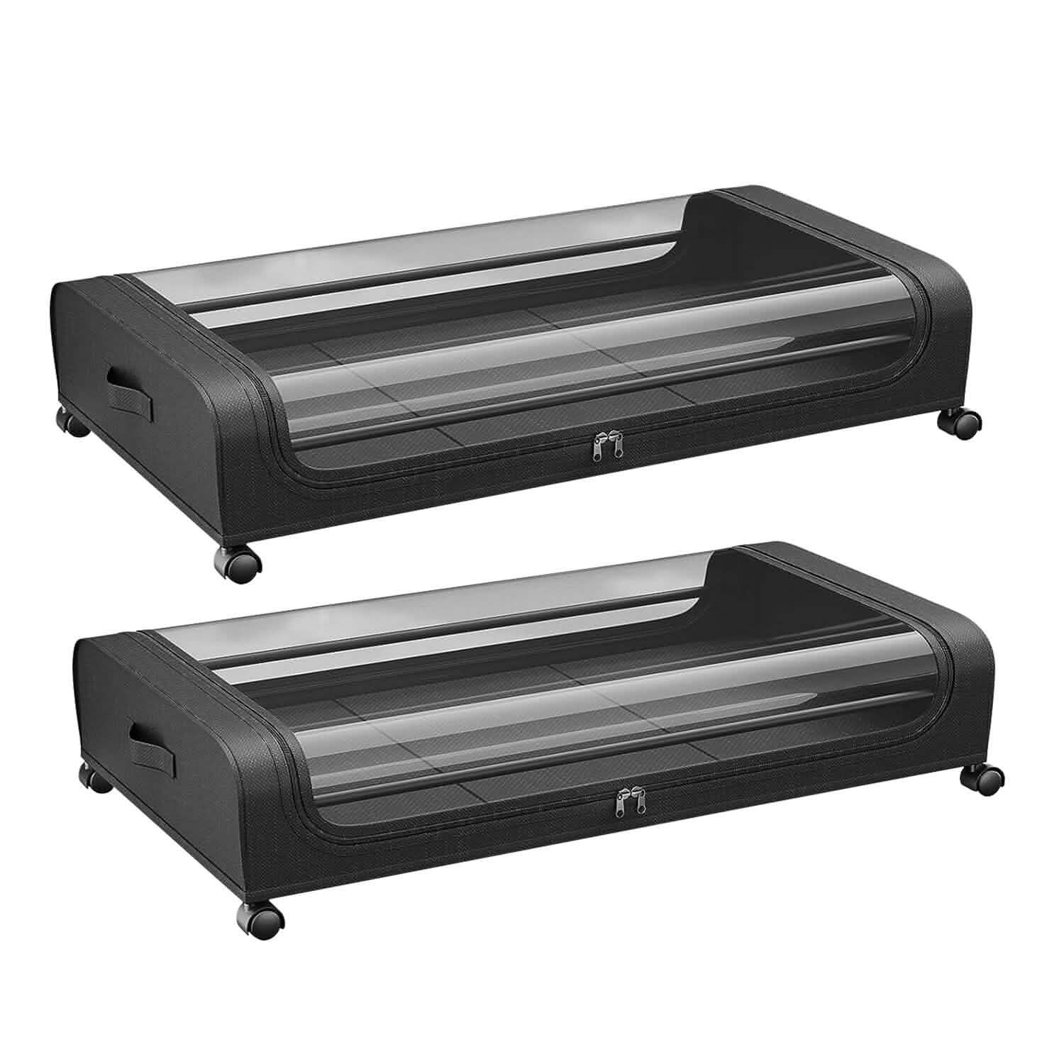 Under-Bed Storage Drawer with Wheels Multipurpose with Clear Window &amp; Label