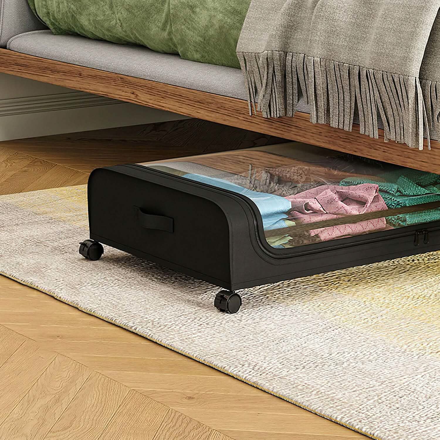 Under-Bed Storage Drawer with Wheels Multipurpose with Clear Window &amp; Label