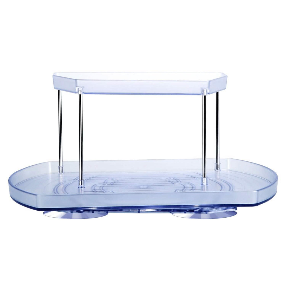2-Tier Turntable Organizer Rectangular Refrigerator Spinner Storage Rack with 360° Rotatable Slide Rail