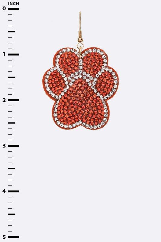 Orange Paw Print Crystal Pillow Earrings - Loving It Shop