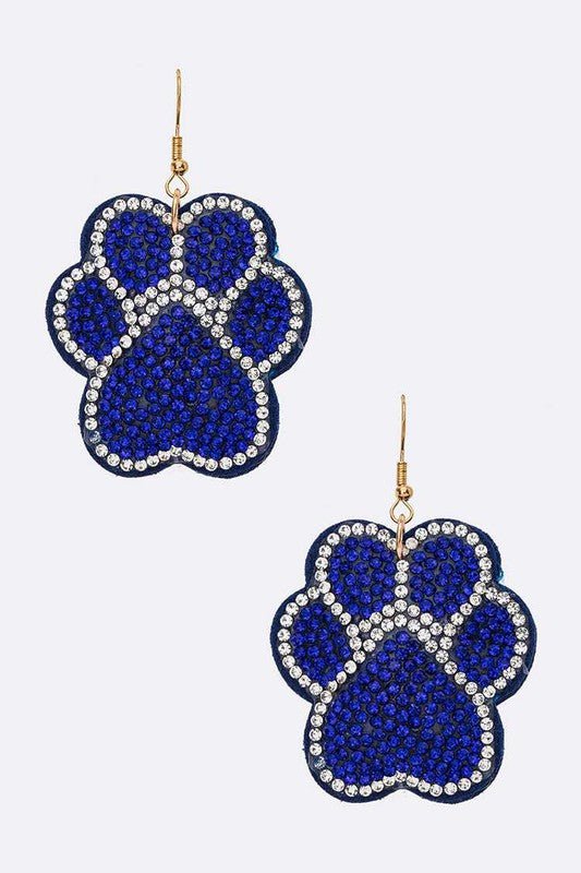 Blue Paw Print Crystal Pillow Earrings - Loving It Shop