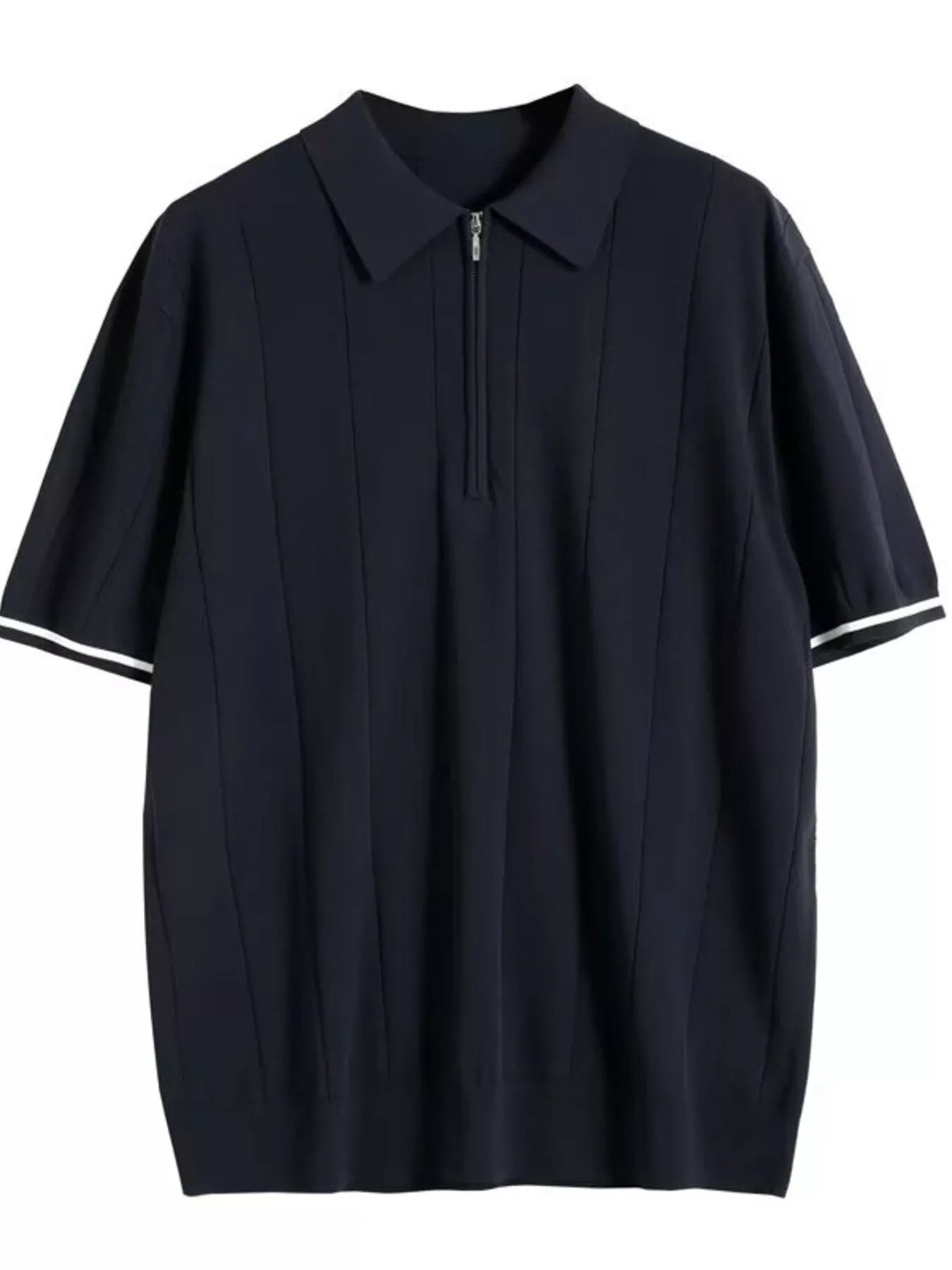 Men's Plus Size Quarter Zip Short Sleeve Knit Polo