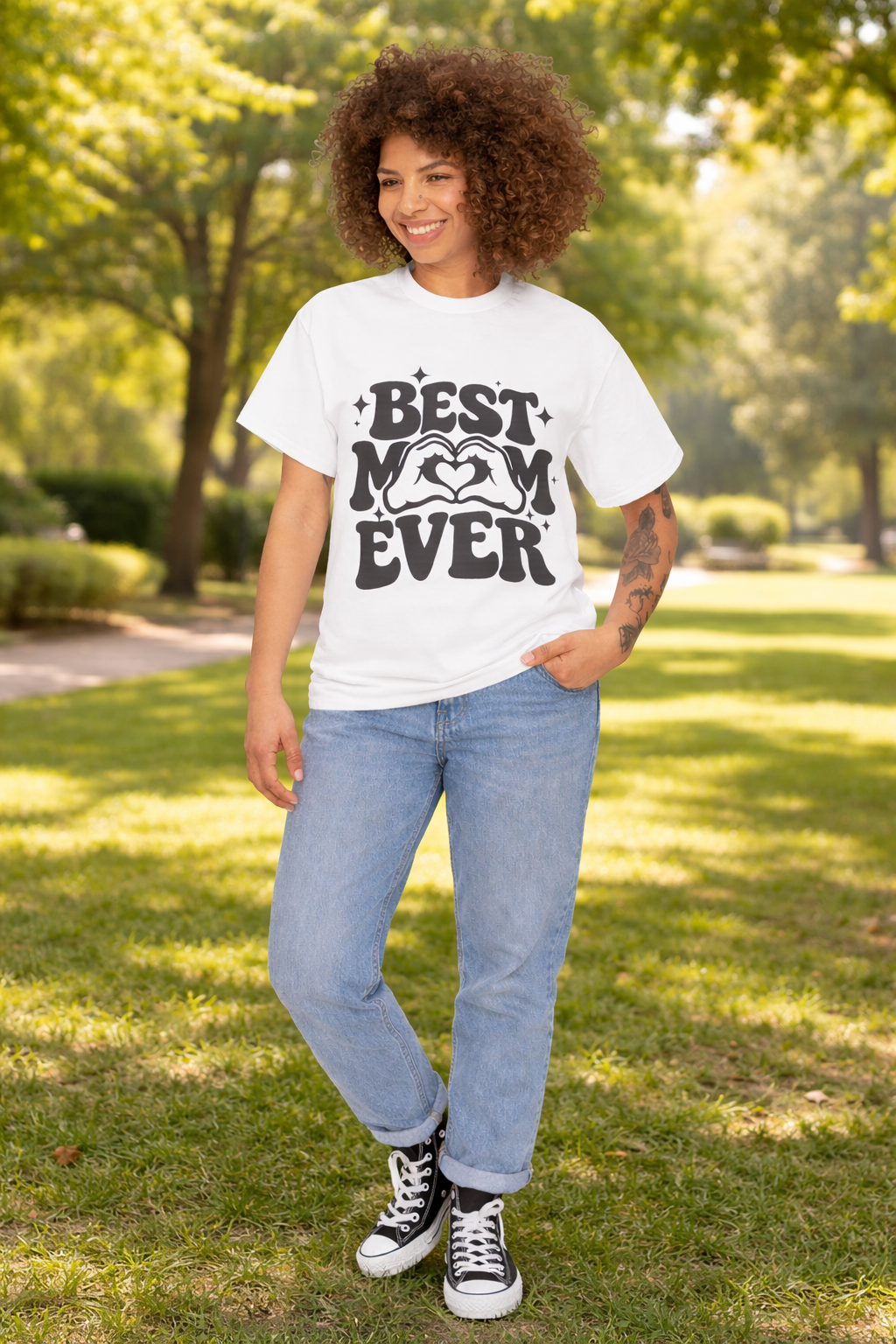 T-Shirt — "Best Mom Ever" Retro Heart Graphic | Mother’s Day Gift Tee