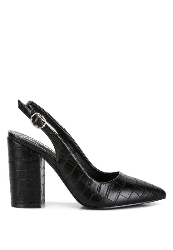 Macha Croctexture Sling Back Heels - Loving It Shop